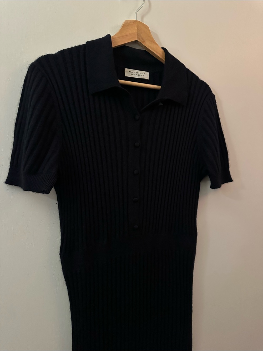 GABRIELA HEARST | Navy Ribbed Polo Maxi Dress - Picture 6 of 8